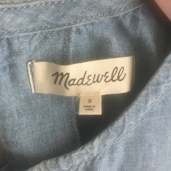 Madewell 100% Cotton Denim Dress Tie-back bows - Picture 3 of 6